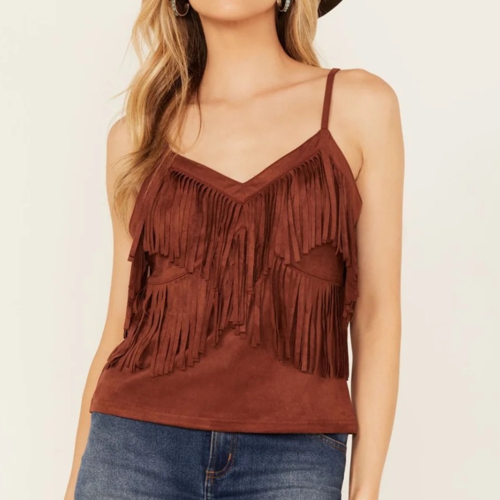 NWT Idyllwind STAFFORD FAUX SUEDE FRINGE TANK - size Small